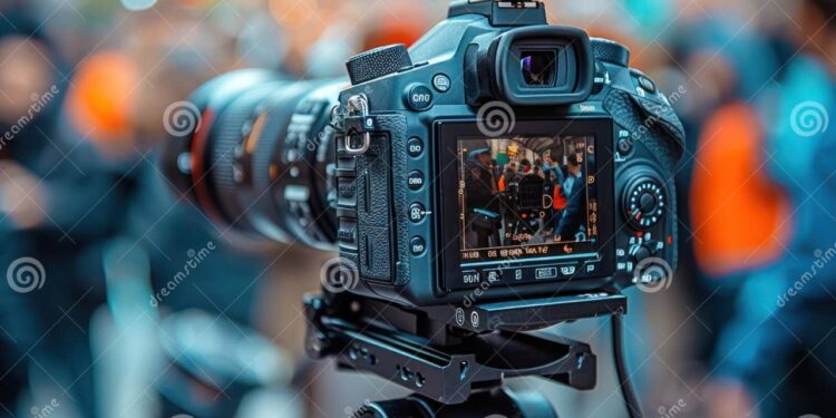 Behind the Scenes: Professional Camera on Tripod Recording Event or ...